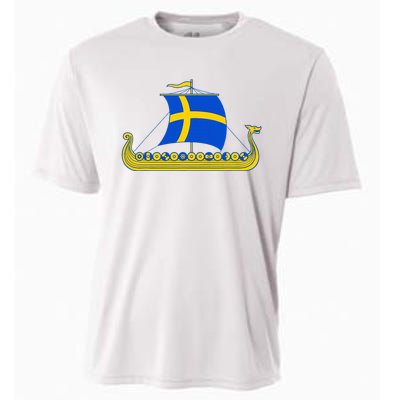 Swedish Viking Ship Sverige Sweden Flag Boat Viking Cooling Performance Crew T-Shirt