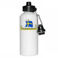 Swedish Viking Ship Sverige Sweden Flag Boat Viking Aluminum Water Bottle