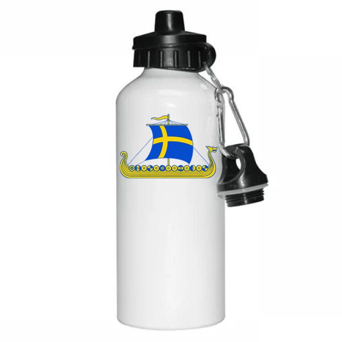 Swedish Viking Ship Sverige Sweden Flag Boat Viking Aluminum Water Bottle