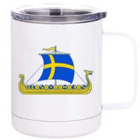 Swedish Viking Ship Sverige Sweden Flag Boat Viking 12 oz Stainless Steel Tumbler Cup