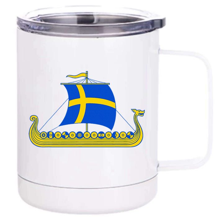 Swedish Viking Ship Sverige Sweden Flag Boat Viking 12 oz Stainless Steel Tumbler Cup