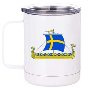 Swedish Viking Ship Sverige Sweden Flag Boat Viking 12 oz Stainless Steel Tumbler Cup