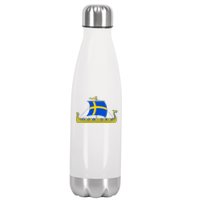 Swedish Viking Ship Sverige Sweden Flag Boat Viking Stainless Steel Insulated Water Bottle