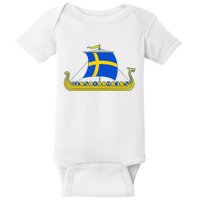 Swedish Viking Ship Sverige Sweden Flag Boat Viking Baby Bodysuit