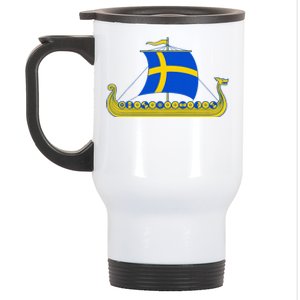 Swedish Viking Ship Sverige Sweden Flag Boat Viking Stainless Steel Travel Mug