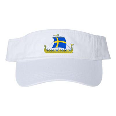 Swedish Viking Ship Sverige Sweden Flag Boat Viking Valucap Bio-Washed Visor