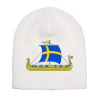 Swedish Viking Ship Sverige Sweden Flag Boat Viking Short Acrylic Beanie