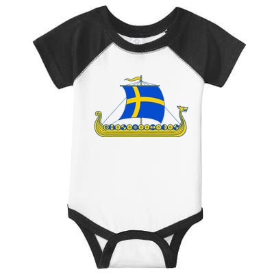 Swedish Viking Ship Sverige Sweden Flag Boat Viking Infant Baby Jersey Bodysuit