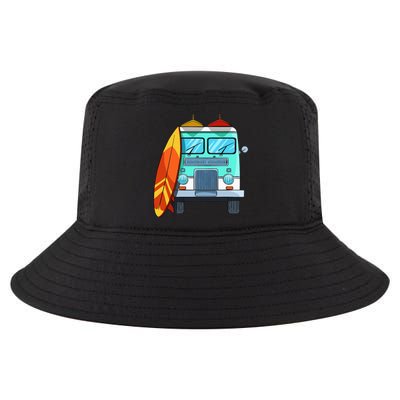 Surf Van Surfboard Palm Trees Surfing Surfer Waves Summer Cool Comfort Performance Bucket Hat