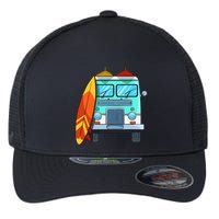 Surf Van Surfboard Palm Trees Surfing Surfer Waves Summer Flexfit Unipanel Trucker Cap