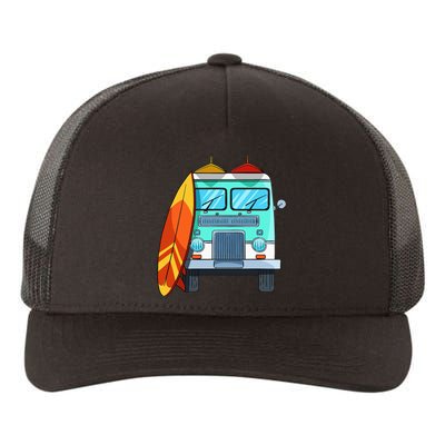 Surf Van Surfboard Palm Trees Surfing Surfer Waves Summer Yupoong Adult 5-Panel Trucker Hat