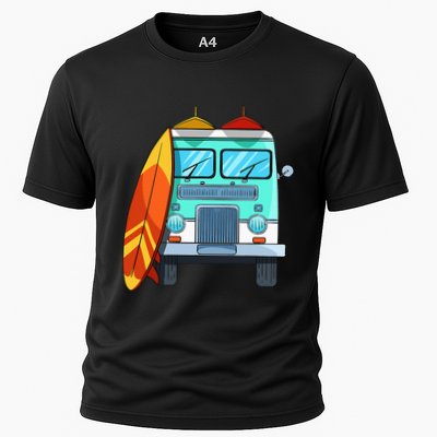 Surf Van Surfboard Palm Trees Surfing Surfer Waves Summer Performance Shirt