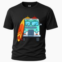 Surf Van Surfboard Palm Trees Surfing Surfer Waves Summer Cooling Performance Crew T-Shirt