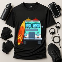 Surf Van Surfboard Palm Trees Surfing Surfer Waves Summer Cooling Performance Crew T-Shirt
