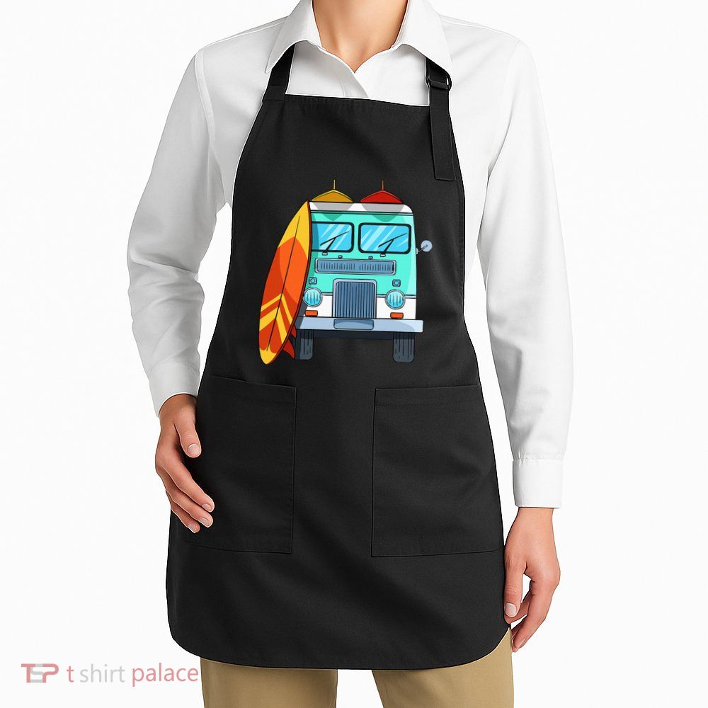 Surf Van Surfboard Palm Trees Surfing Surfer Waves Summer Apron