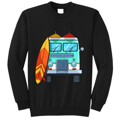 Surf Van Surfboard Palm Trees Surfing Surfer Waves Summer Sweatshirt