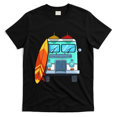 Surf Van Surfboard Palm Trees Surfing Surfer Waves Summer T-Shirt