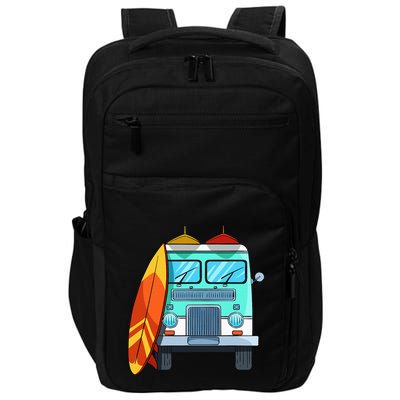 Surf Van Surfboard Palm Trees Surfing Surfer Waves Summer Impact Tech Backpack