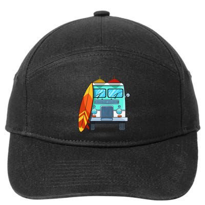 Surf Van Surfboard Palm Trees Surfing Surfer Waves Summer 7-Panel Snapback Hat