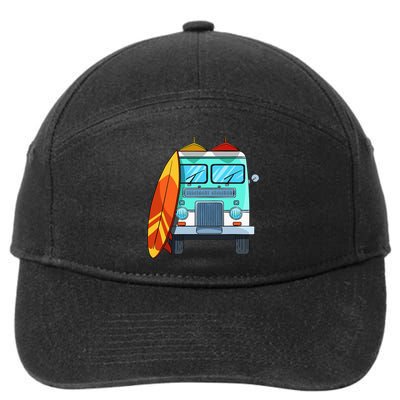 Surf Van Surfboard Palm Trees Surfing Surfer Waves Summer 7-Panel Snapback Hat