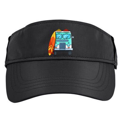 Surf Van Surfboard Palm Trees Surfing Surfer Waves Summer Adult Drive Performance Visor