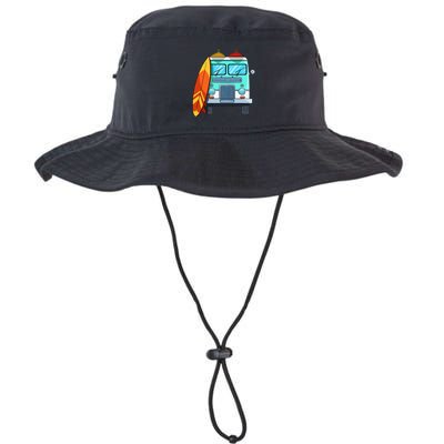 Surf Van Surfboard Palm Trees Surfing Surfer Waves Summer Bucket Hat