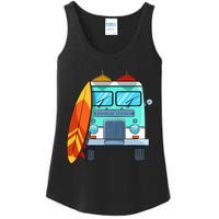 Surf Van Surfboard Palm Trees Surfing Surfer Waves Summer Ladies Essential Tank