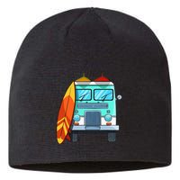 Surf Van Surfboard Palm Trees Surfing Surfer Waves Summer Sustainable Beanie
