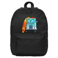 Surf Van Surfboard Palm Trees Surfing Surfer Waves Summer 16 in Basic Backpack