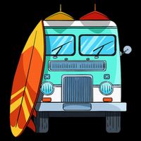 Surf Van Surfboard Palm Trees Surfing Surfer Waves Summer 16 in Basic Backpack