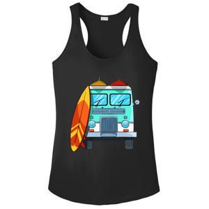 Surf Van Surfboard Palm Trees Surfing Surfer Waves Summer Ladies PosiCharge Competitor Racerback Tank