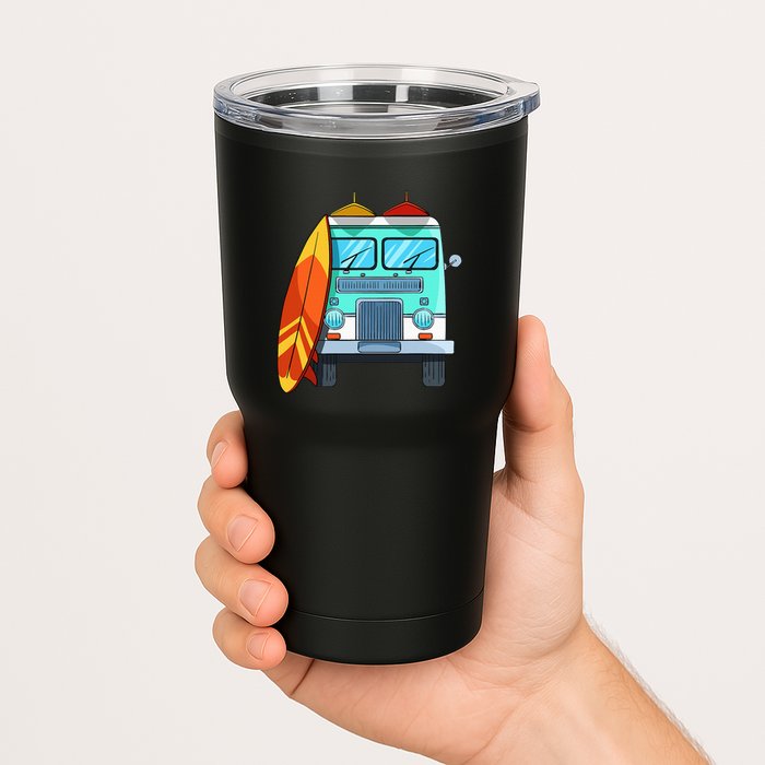 Surf Van Surfboard Palm Trees Surfing Surfer Waves Summer Tumbler