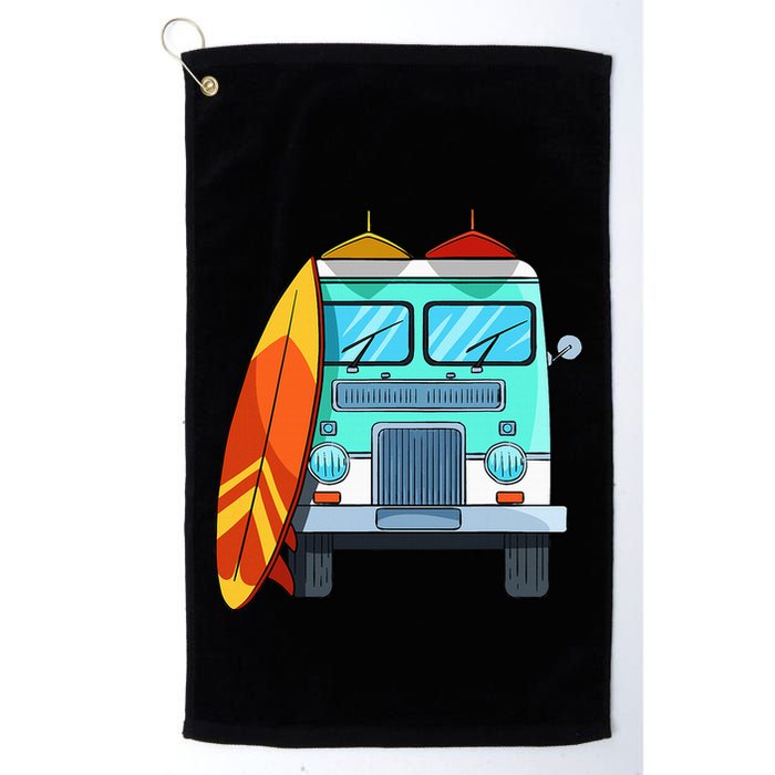 Surf Van Surfboard Palm Trees Surfing Surfer Waves Summer Golf Towel