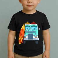 Surf Van Surfboard Palm Trees Surfing Surfer Waves Summer Toddler T-Shirt