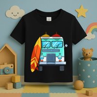 Surf Van Surfboard Palm Trees Surfing Surfer Waves Summer Toddler T-Shirt