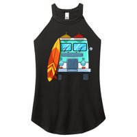 Surf Van Surfboard Palm Trees Surfing Surfer Waves Summer Women's Perfect Tri Rocker Tank