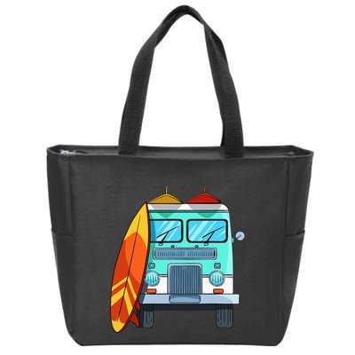Surf Van Surfboard Palm Trees Surfing Surfer Waves Summer Zip Tote Bag