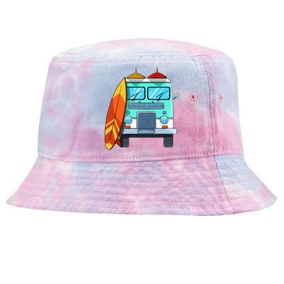 Surf Van Surfboard Palm Trees Surfing Surfer Waves Summer Tie-Dyed Bucket Hat