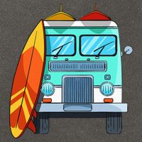 Surf Van Surfboard Palm Trees Surfing Surfer Waves Summer Cotton Canvas Backpack