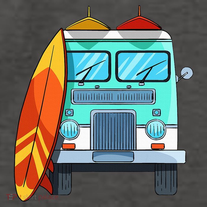 Surf Van Surfboard Palm Trees Surfing Surfer Waves Summer Vector Backpack