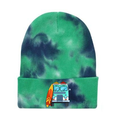 Surf Van Surfboard Palm Trees Surfing Surfer Waves Summer Tie Dye 12in Knit Beanie