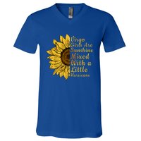 Sunflower Virgo September August Birthday Queen Gift V-Neck T-Shirt