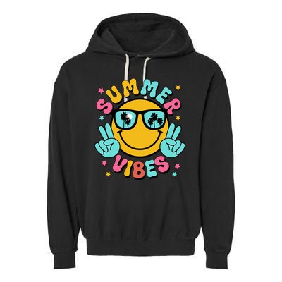 Summer Vibes Tropical Sunset Beach Vacation Garment-Dyed Fleece Hoodie