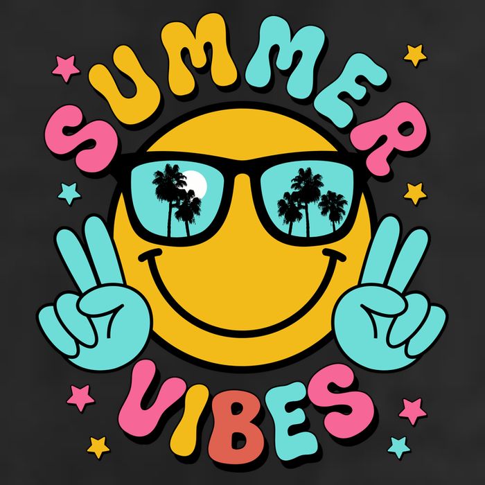 Summer Vibes Tropical Sunset Beach Vacation 7 Panel Mesh Trucker Snapback Hat