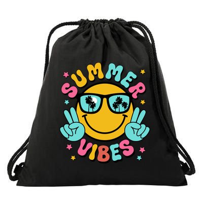 Summer Vibes Tropical Sunset Beach Vacation Drawstring Bag