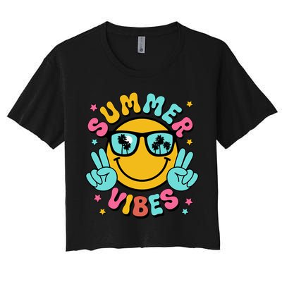 Summer Vibes Tropical Sunset Beach Vacation Women's Crop Top Tee