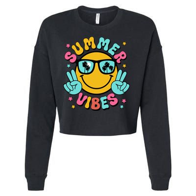 Summer Vibes Tropical Sunset Beach Vacation Cropped Pullover Crew