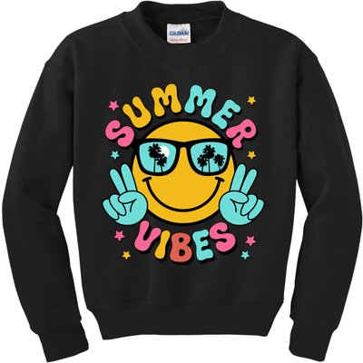 Summer Vibes Tropical Sunset Beach Vacation Kids Sweatshirt