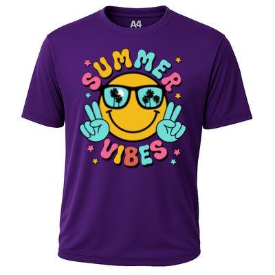 Summer Vibes Tropical Sunset Beach Vacation Cooling Performance Crew T-Shirt