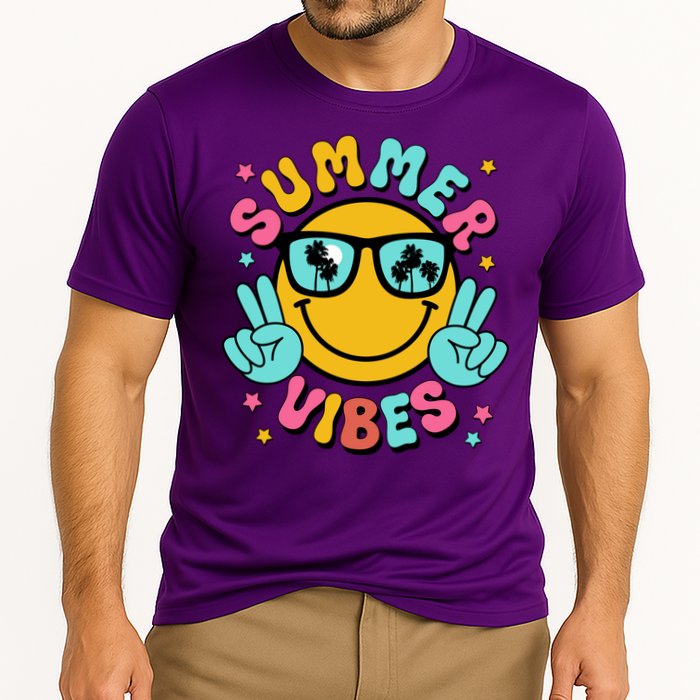 Summer Vibes Tropical Sunset Beach Vacation Cooling Performance Crew T-Shirt